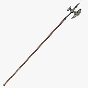 3D Fantasy Spear RPG Pole Axe Poleax Pollaxe Polax Pike Partisan Partizan Javelin Spear Throwing Light