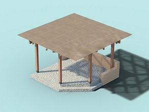 New Chinese-style Wooden Pavilion 3D