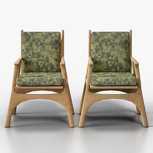 Chair 06 - Light Wood Sculpted Armchair model