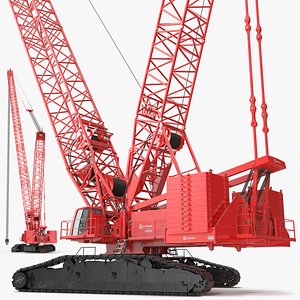 Manitowoc 18000 Crawler Crane Red Rigged 3D model