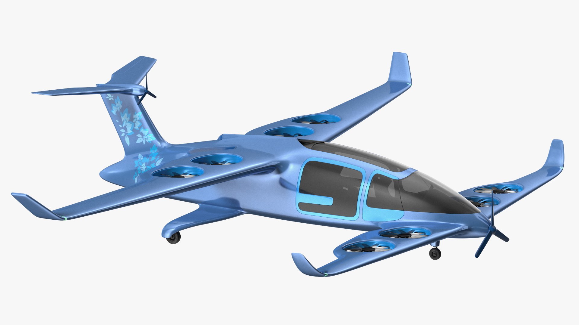 Modern Passenger Drone Concept Blue 3D model preview
