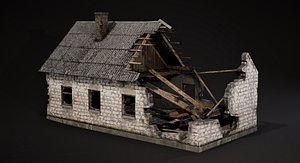 Abandoned destroyed house