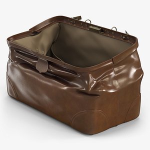 Vintage Bag Brown Leather Opened