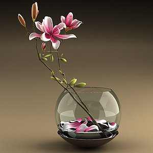 magnolia flowers vase 3d 3ds