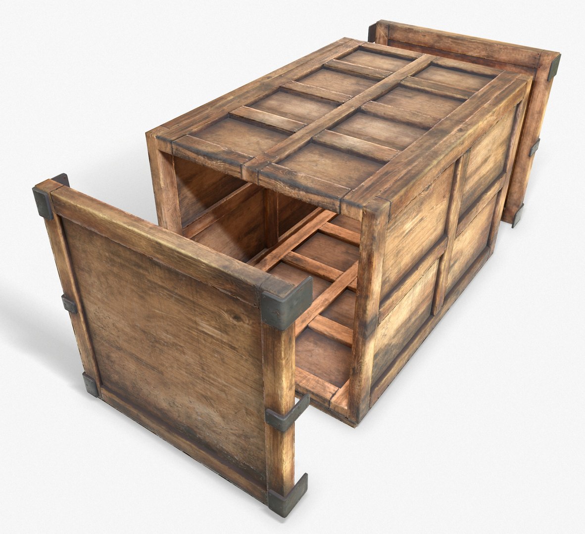 3d Model Ready Wooden Crate Pbr