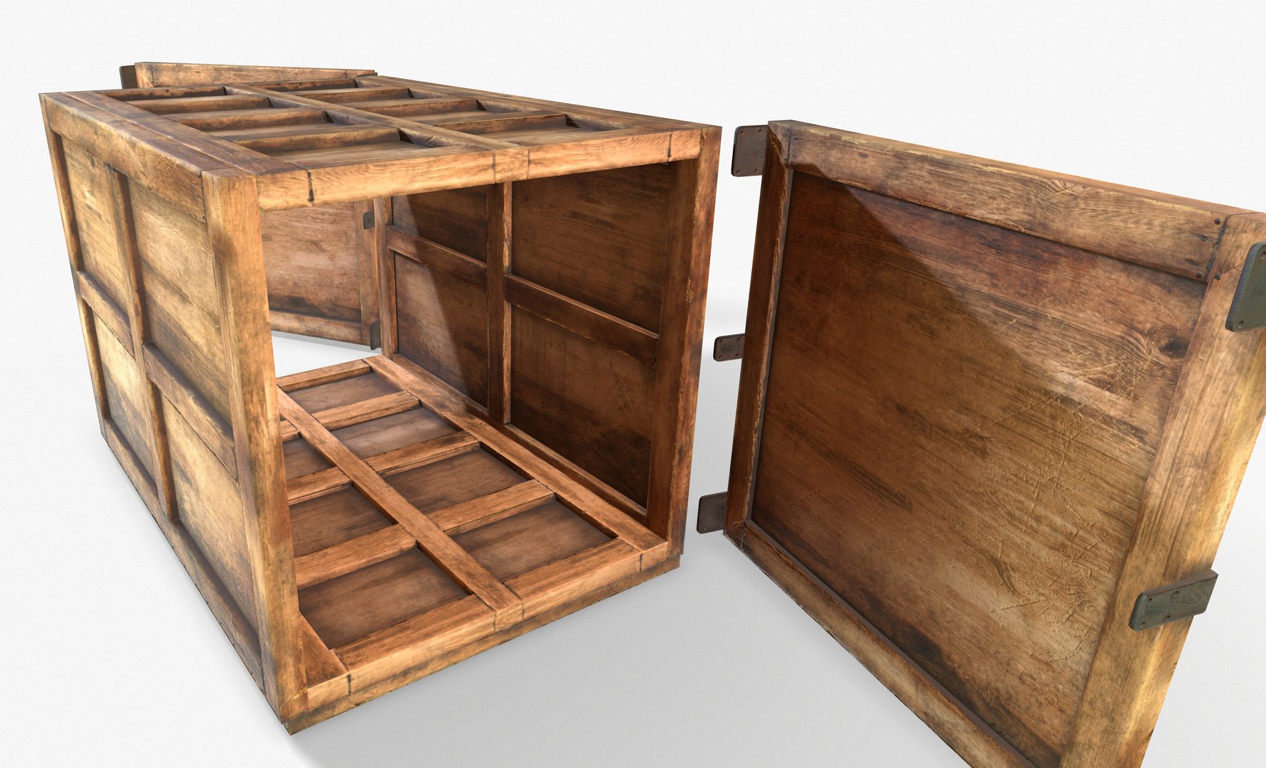 3d Model Ready Wooden Crate Pbr