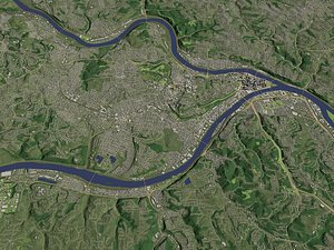 3D Pittsburgh Pennsylvania USA in 20 km x 20 km - city and urban 3D
