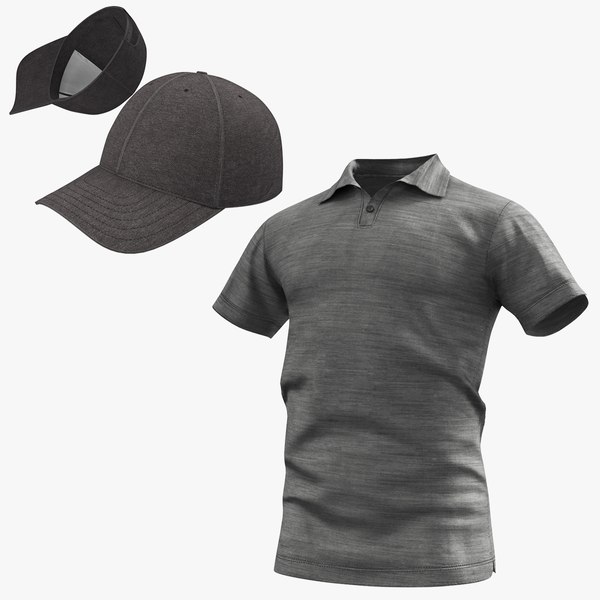 3D polo shirt baseball cap model