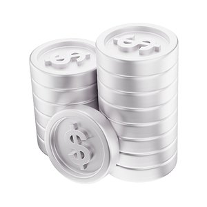 3D Coin Dollar Twin Stack Icon model