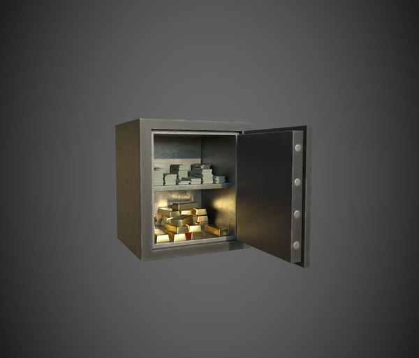 safe gold money stacks 3d model