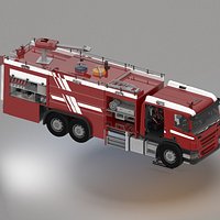 High Detail Generic Fire Engine - CAFS System Water  Foam Pump  Roof Monitor Fully Equipped Emergen