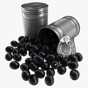 3D model realistic canned black olives