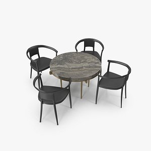 3D Round Dining Table Set