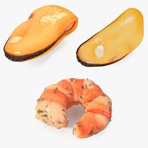 3D Cooked Mussels and Shrimp Collection