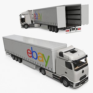 Electric Truck with eBay Trailer Rigged 3D