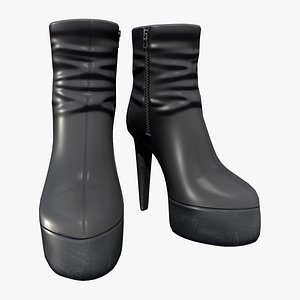 Leather Ankle High Heels Boots model