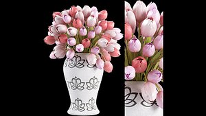 tulips flowers bouquet 3D model