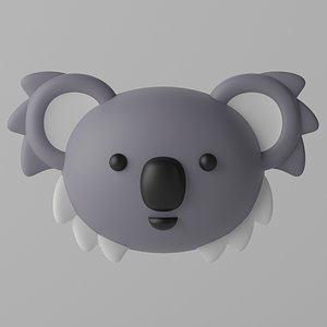 3D Cartoon Cute Koala Head model
