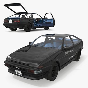 3D Black Toyota AE86 Trueno Rigged for Maya