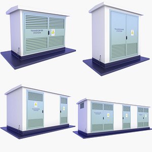 3D 4 Power Transformer Substation Buildings SET v11