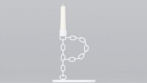 3D Alphabet P White Chain Candleholder 3D Model True PBR Renders Zero Cleanup UVs 4K PBR Textures model