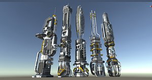 SciFi Buildings Animated and modular