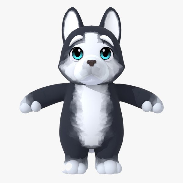 Cute Pup Husky - Game Ready model 3D