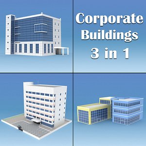 3d model corporate buildings pack 01