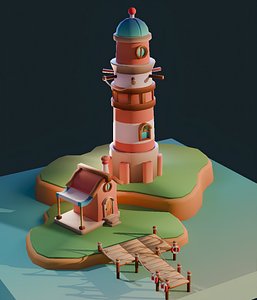 Casual Lighthouse with appearances animation Low-poly 3D model