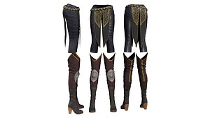medieval female pants boots 3D model