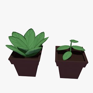 2 Low-Poly Stylized  Plants 3D model