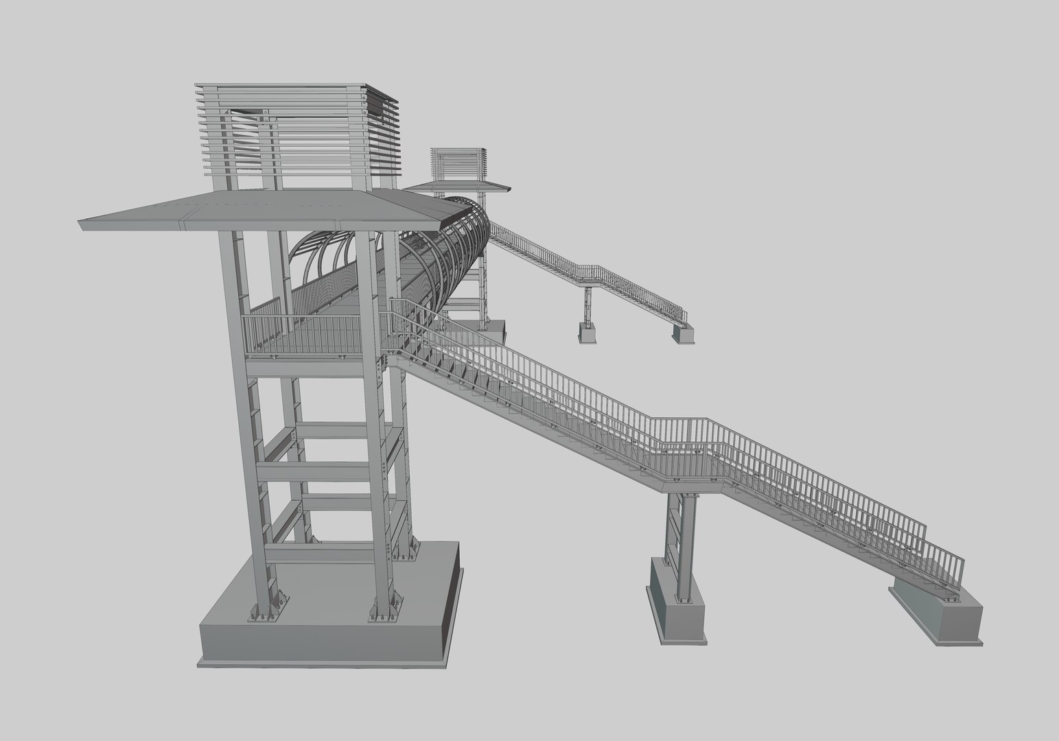 3D Steel Pedestrian Bridge-Straight Stair-Tower Column Type-27 https://p.turbosquid.com/ts-thumb/zj/FA25Qv/nz/32/jpg/1650713880/1920x1080/fit_q87/311c2796e3114996f22929f4c52d47c808c45741/32.jpg