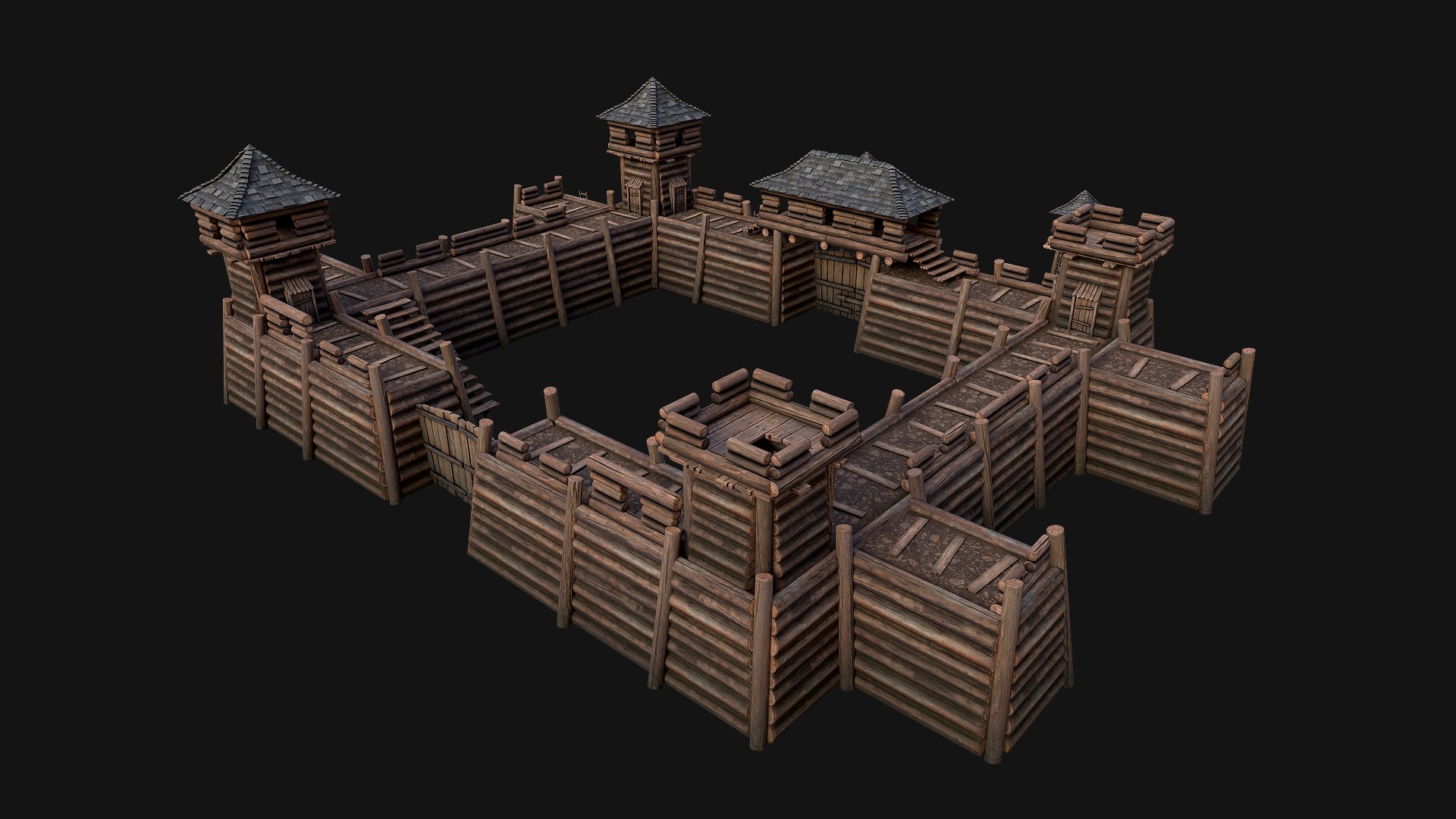 Medieval Wooden Fort Castle Constructor 3D - TurboSquid 1956563