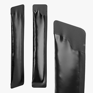 Slim Glossy Black Stick Sachet Pouch Mockup 10