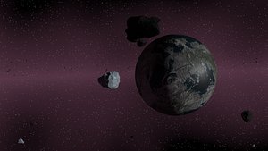 3D Planet with Asteroids