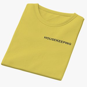Female Crew Neck Folded Yellow Housekeeping 01 3D model