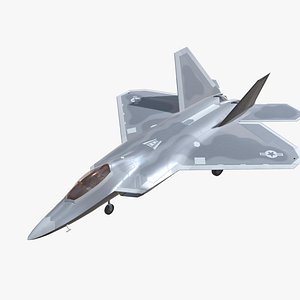 F-22 Raptor Jet Fighter Aircraft Low-poly 3D
