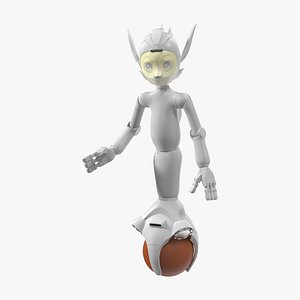3D Social AI Robot Mirokai White Rigged for Cinema 4D model