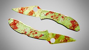 Knife 9 Dark Lime FT With Blood 3D model