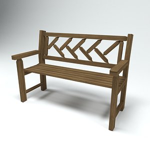 3d city park bench