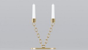 3D model Alphabet V Gold Chain Candleholder 3D Model True PBR Renders Zero Cleanup UVs 4K PBR Textures