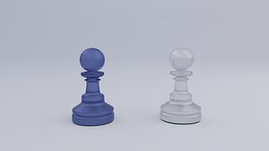 3D model Pawns Frosted Chess Pieces Low-poly 3D model