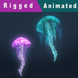 3D fantasy jellyfish rigged animation