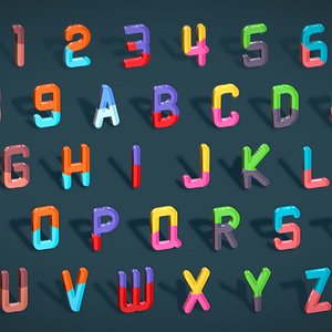 Simple Alphabets Numbers Pack 9 - Stylized Toon Metallic - Kids Learning Kit