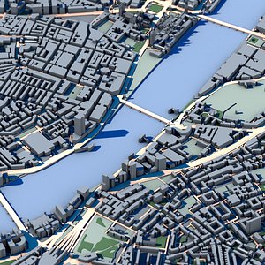 Part of London 3D Model Central London Skyline Iconic UK Landmarks