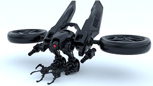 Free Sci Fi Military Combat Drone 3D Model Game Ready PBR Blender FBX OBJ