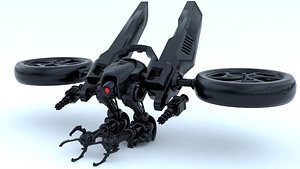 Free Sci Fi Military Combat Drone 3D Model Game Ready PBR Blender FBX OBJ