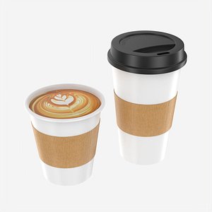 Coffee Cup Papper Size 10oz and 16oz with Latte Art Blank Edition Editable Logo Your Brand 3D model