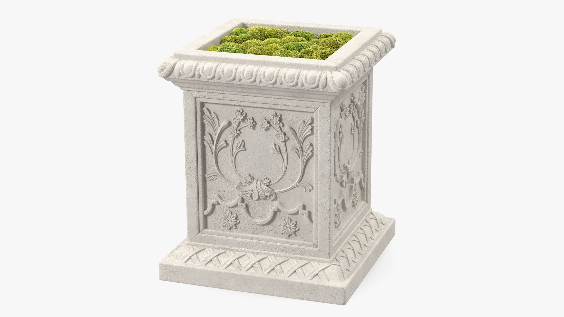 Planter Box With Moss Garden h55 3D model preview