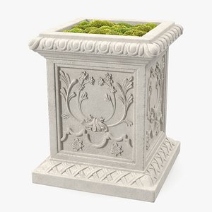 3D Planter Box With Moss Garden h55 model